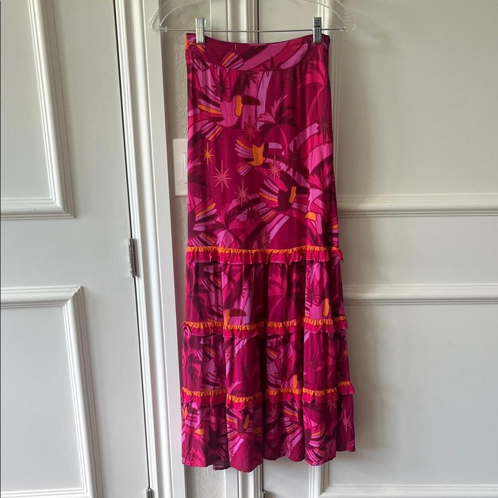 FARM Rio Pink and Orange Maxi Skirt